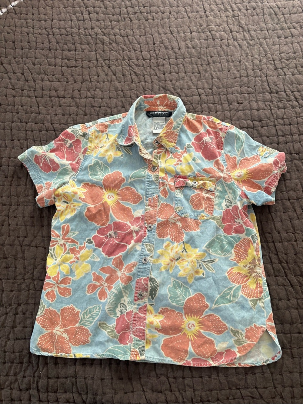 Sag Harbor Light Blue Floral Button-Down Shirt